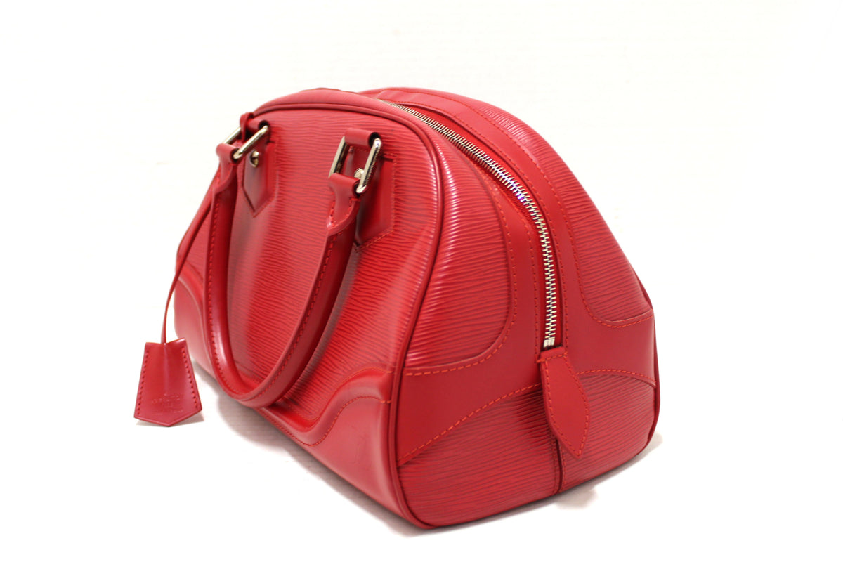 Louis Vuitton Red Epi Leather Montaigne PM Bowling Handbag Bag – Italy  Station