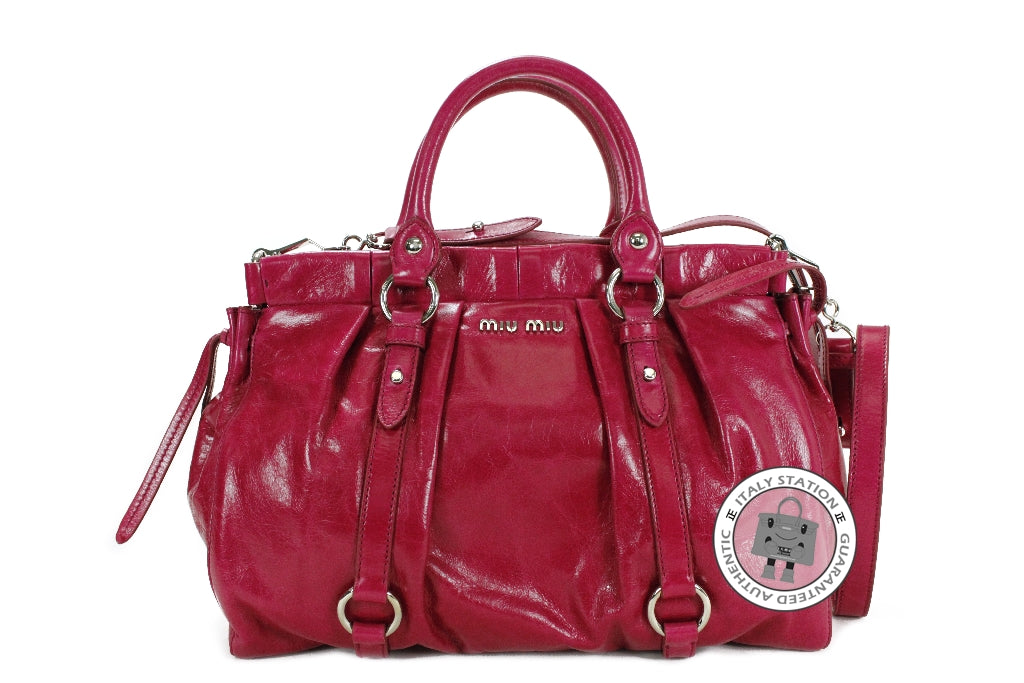 Miu Miu // Pink Vitello Lux Bow Satchel Bag – VSP Consignment