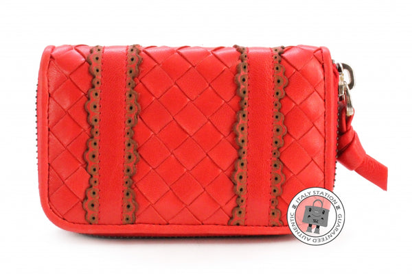 BOTTEGA VENETA Bottega Veneta Intrecciato Woven Leather Red Lambskin C | Italystation.com - Shop Now at italystation.com