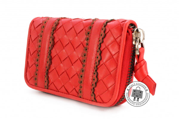 BOTTEGA VENETA Bottega Veneta Intrecciato Woven Leather Red Lambskin C | Italystation.com - Shop Now at italystation.com
