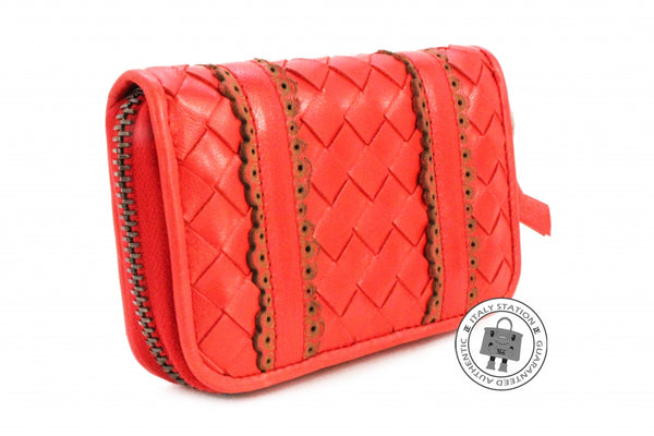 BOTTEGA VENETA Bottega Veneta Intrecciato Woven Leather Red Lambskin C | Italystation.com - Shop Now at italystation.com
