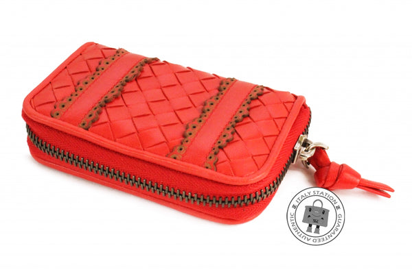 BOTTEGA VENETA Bottega Veneta Intrecciato Woven Leather Red Lambskin C | Italystation.com - Shop Now at italystation.com