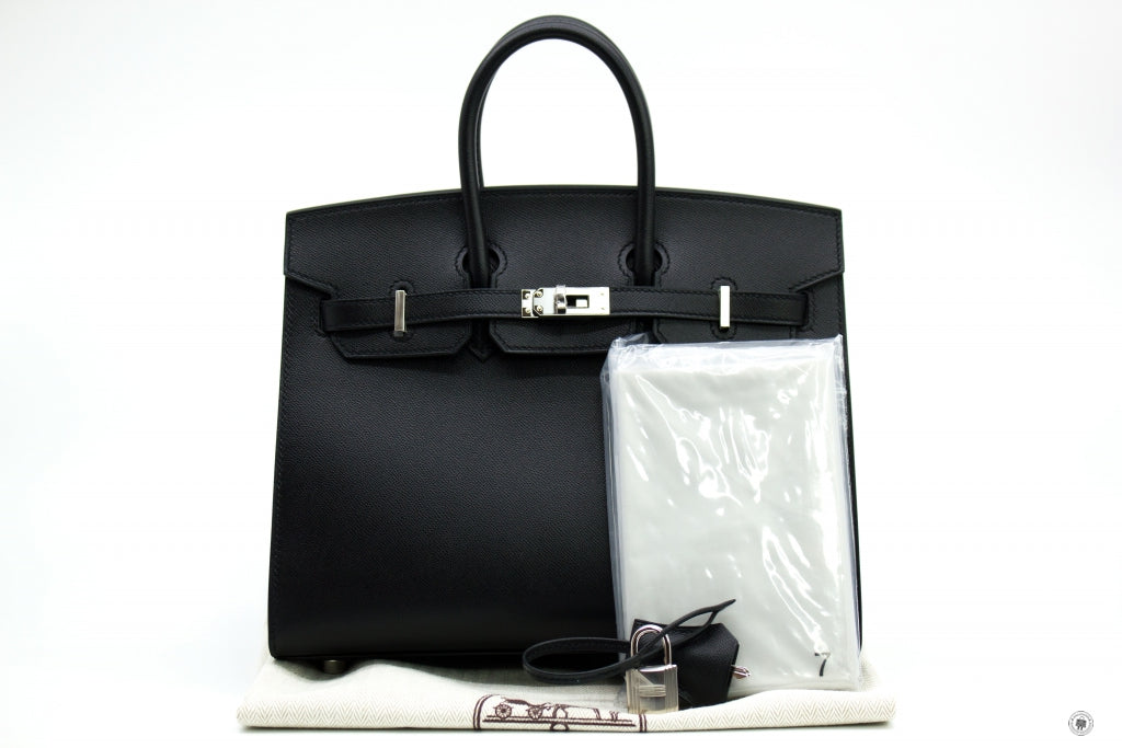 Hermes H079235 Birkin 25 Madame Sellier Black / CK89 Leather Shoulder –  Italy Station