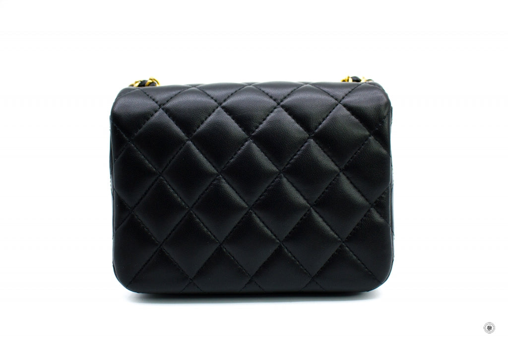 Chanel Black Lambskin Leather Mini Flap Bag Chanel