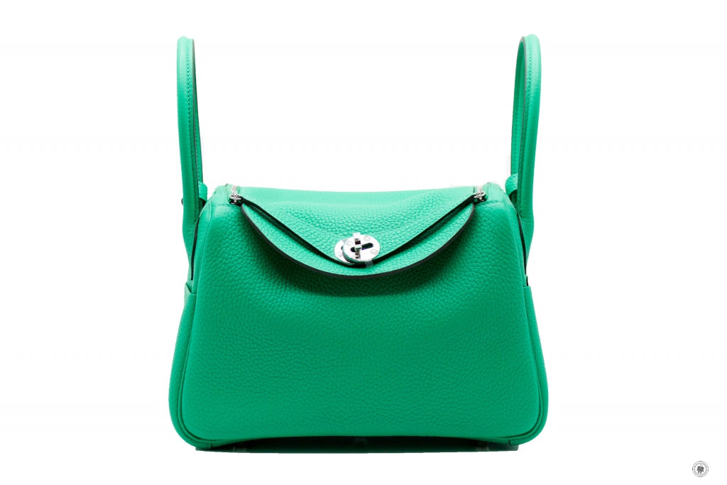 Hermes Malachite Green Taurillon Clemence Leather 26cm Lindy Bag w. Receipt  For Sale at 1stDibs