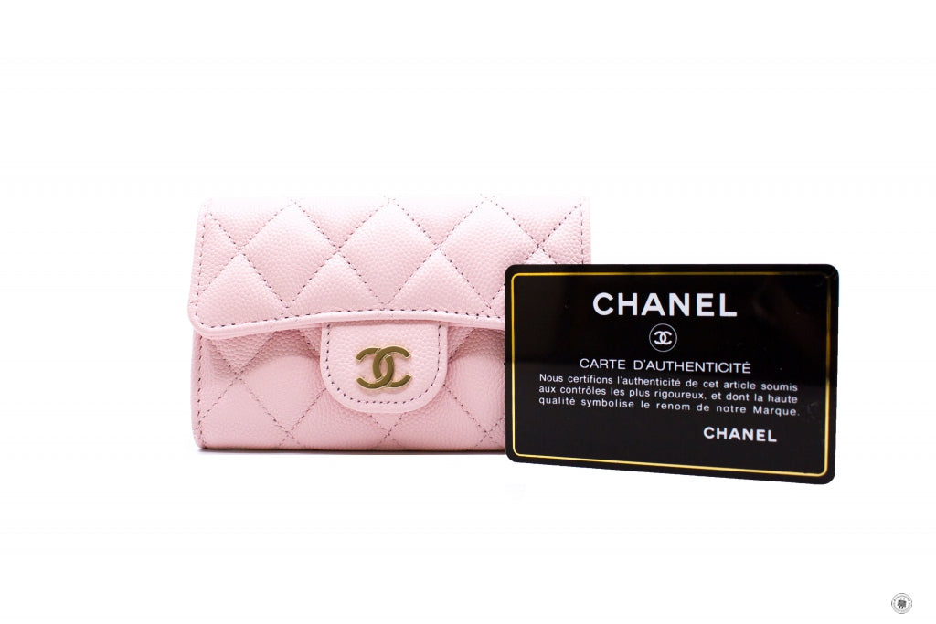 Chanel classic card holder pink hot sale