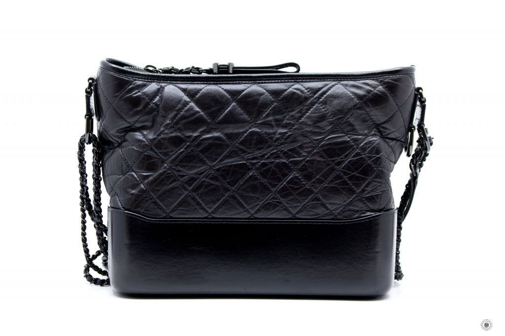 Chanel A93824 B01935 Gabrielle Hobo Medium So Black Black / 94305 Lambskin Shoulder Bags Bkhw