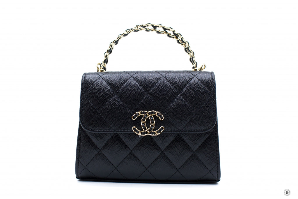 Chanel Small Buttons black grained calfskin ghw