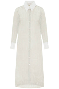 Agnona linen, cashmere and silk knit shirt dress KD05028 8D070G SAND