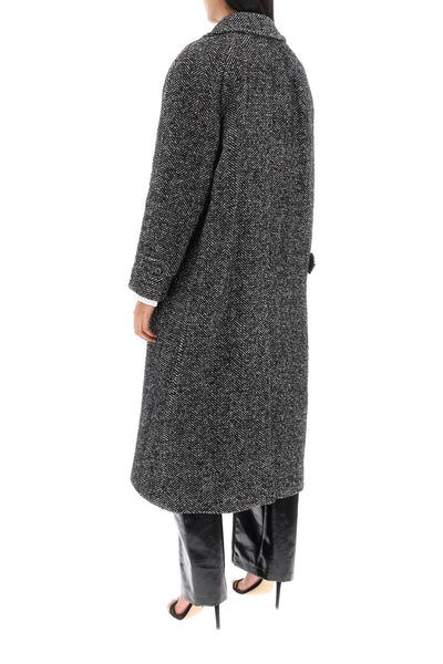 Mvp wardrobe oversized herringbone coat MVPI3CP018 BLACK