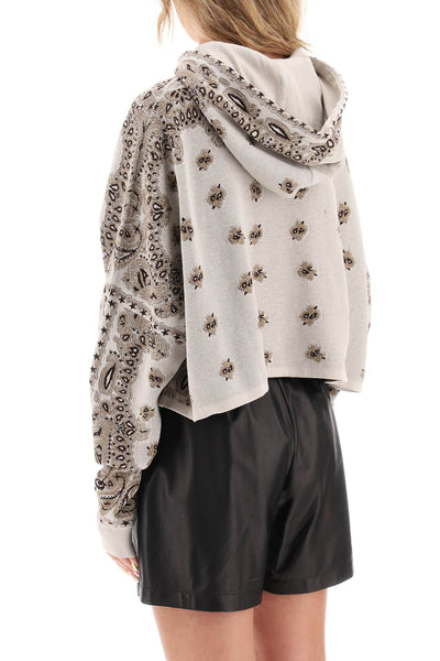 Amiri knitted cropped hoodie with bandana motif PF23WKH001 WHITE
