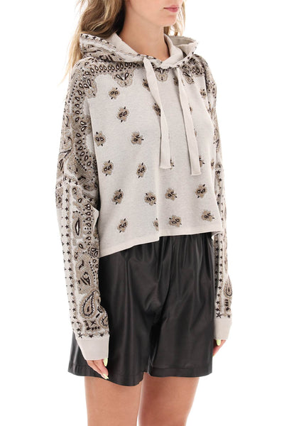Amiri knitted cropped hoodie with bandana motif PF23WKH001 WHITE
