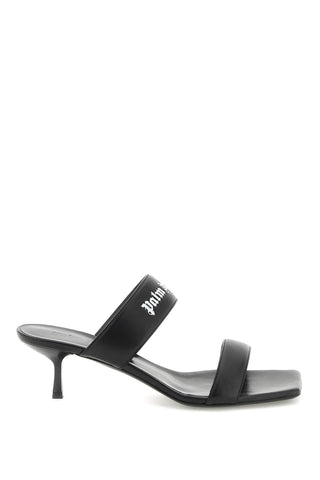 Palm angels leather mules with logo PWIH017S23LEA001 BLACK WHITE