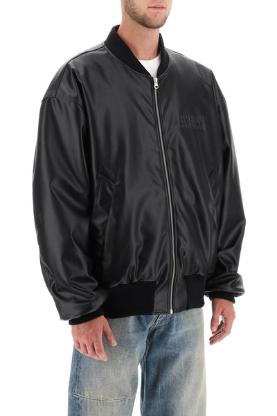 Mm6 maison margiela faux leather bomber jacket S52AM0251 S54449 BLACK