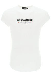 Dsquared2 choke fit ribbed t-shirt S71GD1382 S24623 WHITE