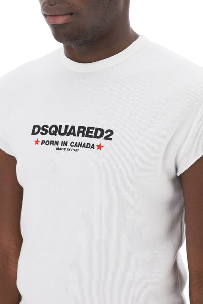 Dsquared2 choke fit ribbed t-shirt S71GD1382 S24623 WHITE