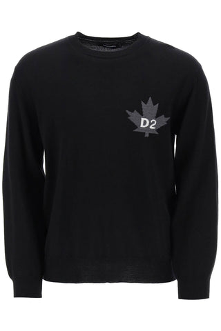 Dsquared2 d2 leaf wool sweater S74HA1371 S18332 BLACK