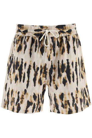 Portuguese flannel 'borra' linen cotton shorts SS230085 MUSTARD