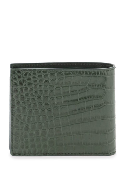 Tom ford croco-embossed leather bifold wallet Y0228 LCL403G RIFLE GREEN