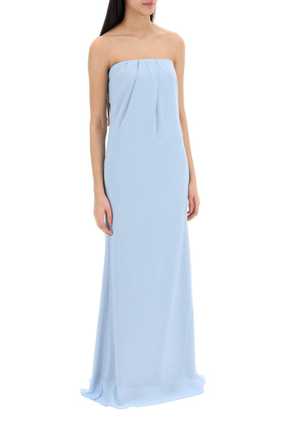 strapless satin crepe dress without 001G BLUE