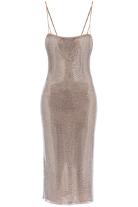 "knitted mesh dress with crystals embellishments 02PSDR345Q 02231 BEIGE