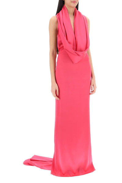 maxi gown with built-in hood 02PSLD107 02281 PINK