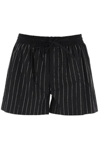 poplin shorts with rhinestones 02PSPA089RC 02289 BLACK