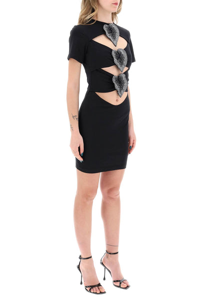 mini cut-out dress with applied anthur 02SSDR364 02295 BLACK