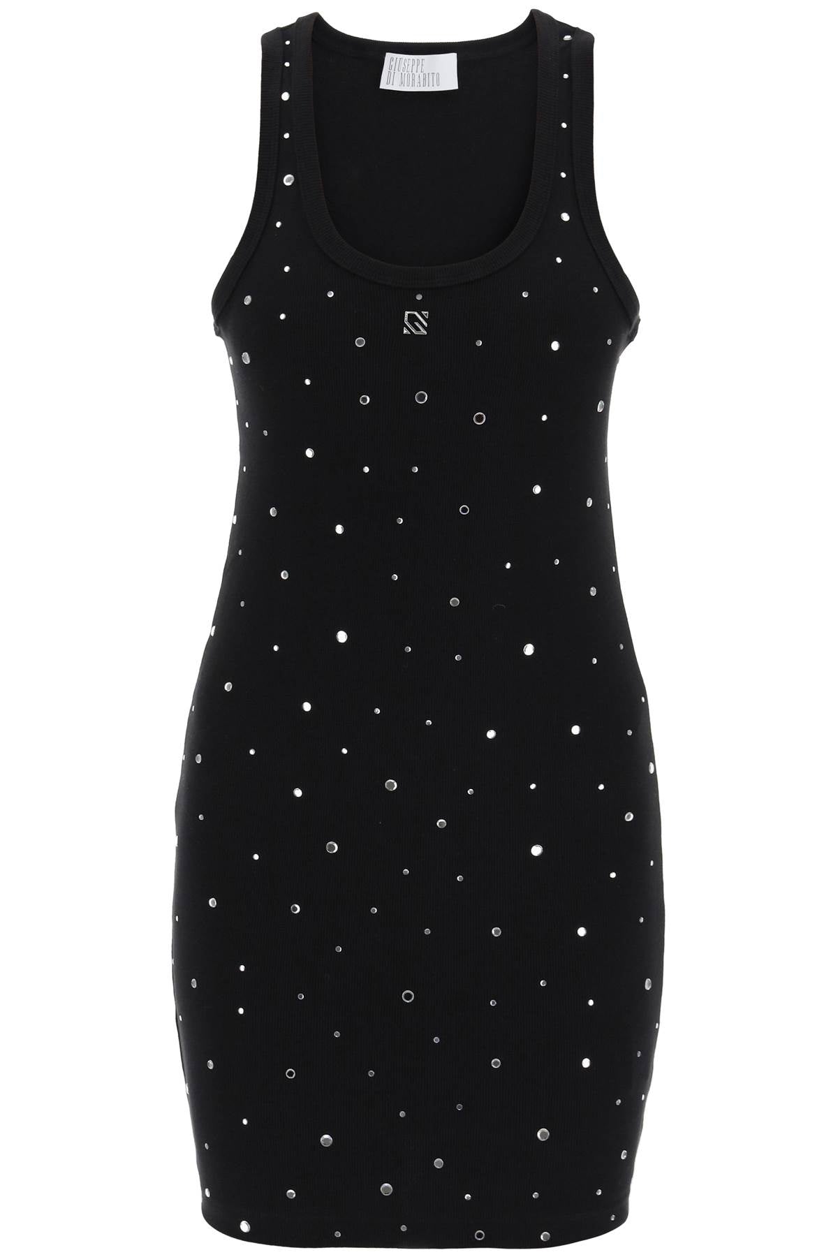 "mini dress with rhinestone 02SSDR378 02296 BLACK