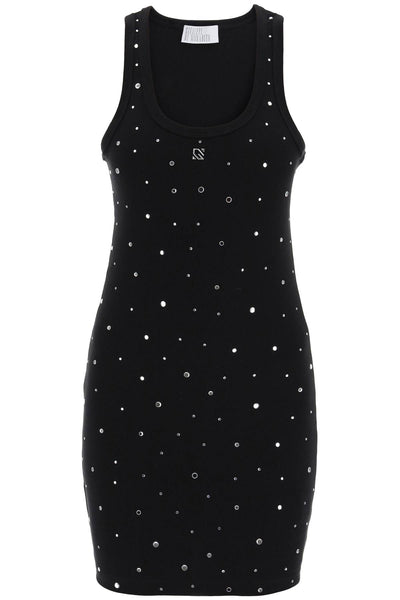 "mini dress with rhinestone 02SSDR378 02296 BLACK