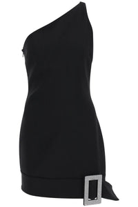 one-shoulder mini dress with rhin 02SSDR380 02303 BLACK