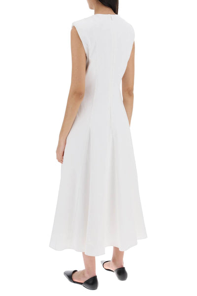 cotton poplin midi dress in 035MP WHITE