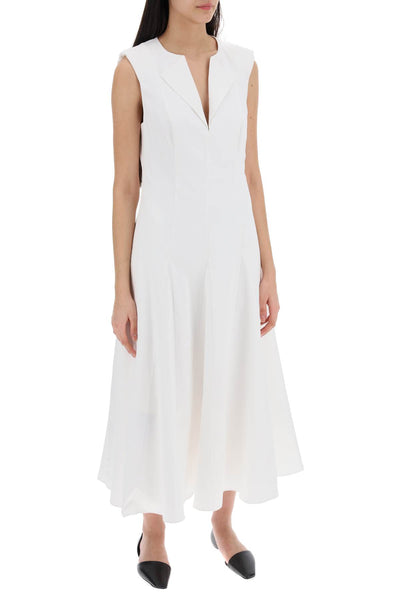 cotton poplin midi dress in 035MP WHITE