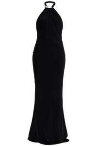 jersey dress with train 03PFLD125 03315 BLACK