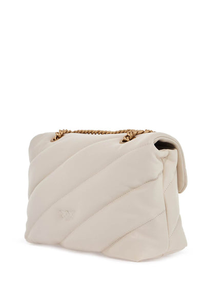 white silk leather shoulder bag with golden chain 100038 A0F2 BIANCO SETA-ANTIQUE GOLD