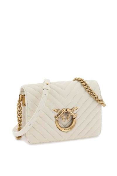 love click mini chevron bag 100067 A0GK BIANCO SETA-ANTIQUE GOLD