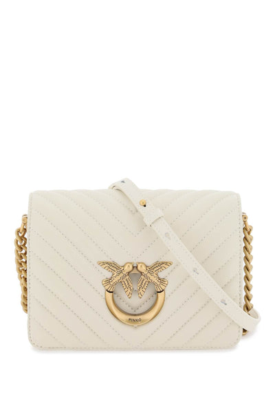 love click mini chevron bag 100067 A0GK BIANCO SETA-ANTIQUE GOLD