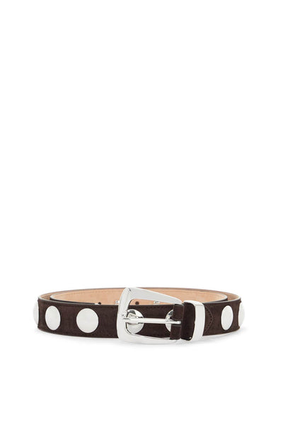 coffee calfskin belt with studs 30mm 10014 726 COFFEE