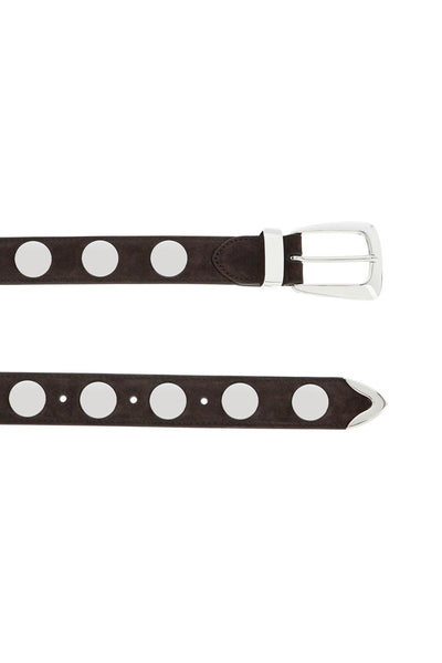 coffee calfskin belt with studs 30mm 10014 726 COFFEE