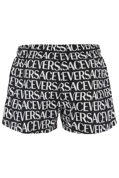 versace allover swim trunks 1002516 1A06993 BLACK WHITE