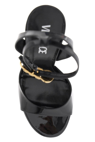 「安全別針」漆皮涼鞋 1003205 D2VE BLACK VERSACE GOLD