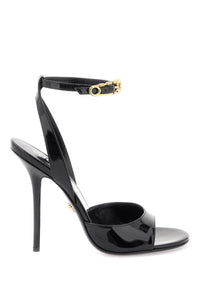 'safety pin' patent leather sandals 1003205 D2VE BLACK VERSACE GOLD