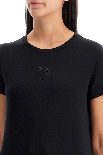 short-sleeved t-shirt with embroidery 100355 A227 NERO LIMOUSINE