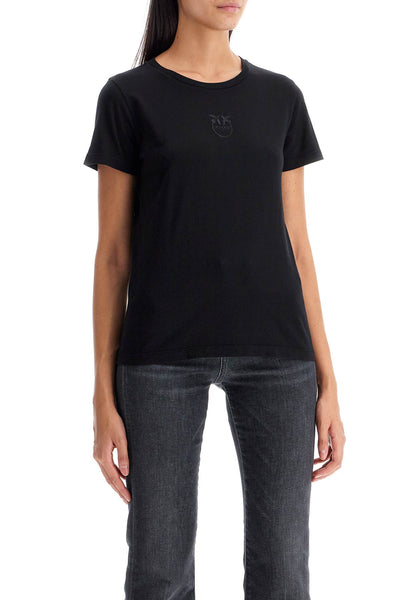 short-sleeved t-shirt with embroidery 100355 A227 NERO LIMOUSINE