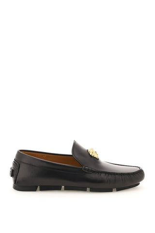 la medusa leather loafers 1003701 1A00693 BLACK-VERSACE GOLD