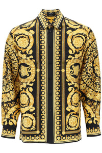 Versace barocco print silk shirt 1003941 1A03044 BLACK GOLD