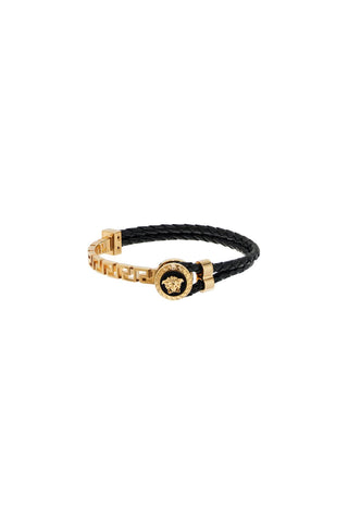 woven leather bracelet 1006601 1A04575 VERSACE GOLD-BLACK