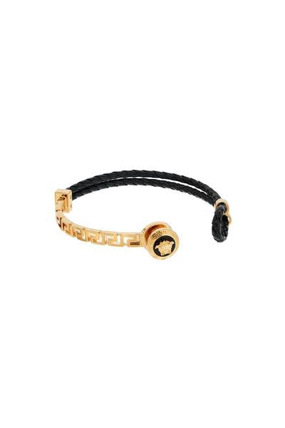 woven leather bracelet 1006601 1A04575 VERSACE GOLD-BLACK
