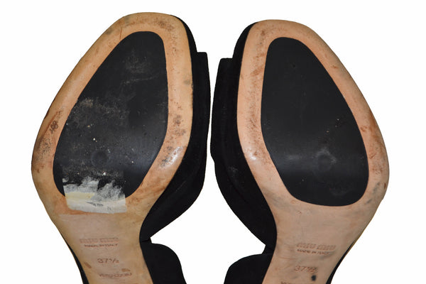 Miu Miu Black Suede Leather Pumps Shoes - Size 37.5