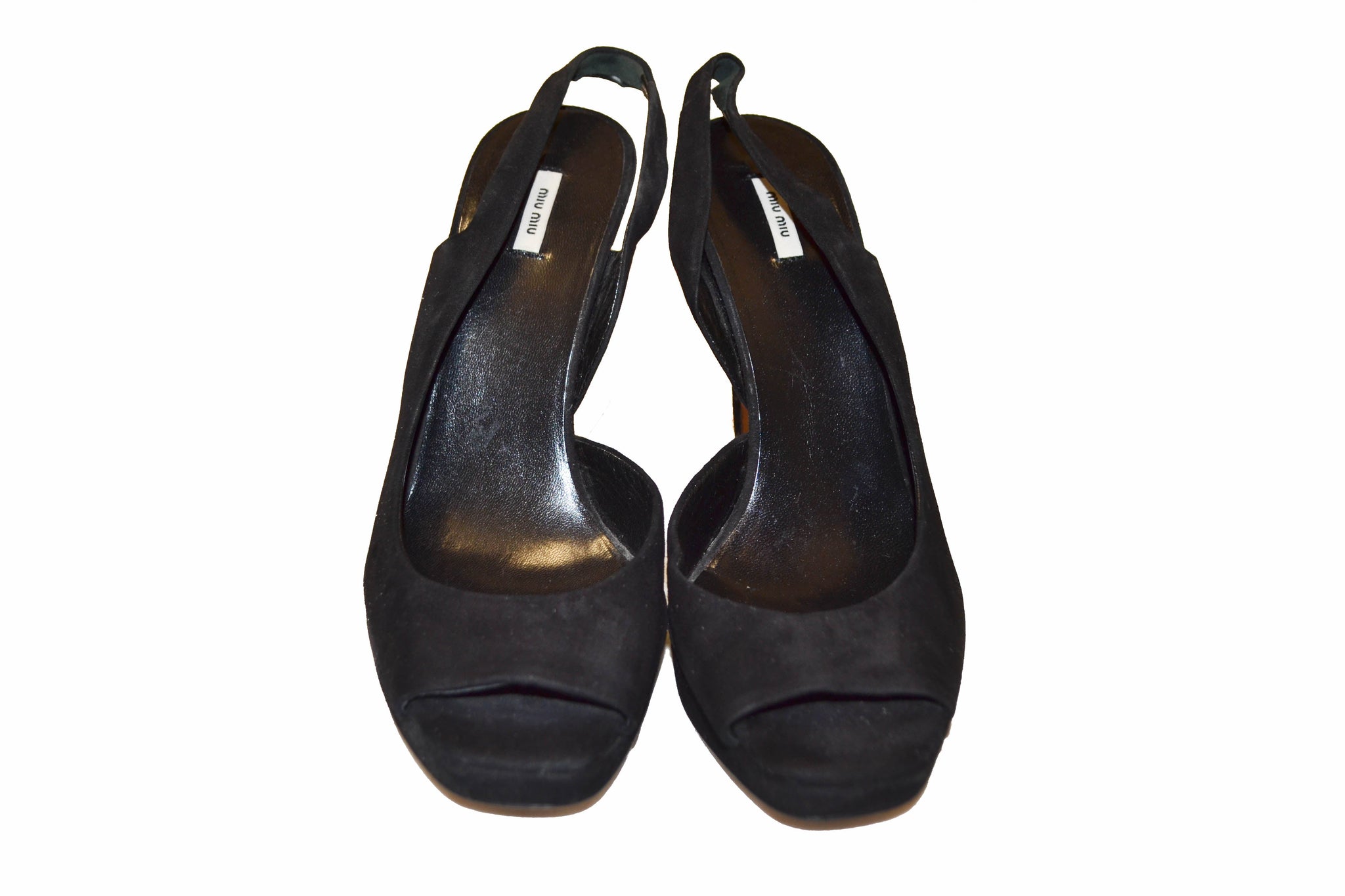 Authentic miu miu black suede leather pumps shoes - size 37.5 | Shop Now at Italystation.com